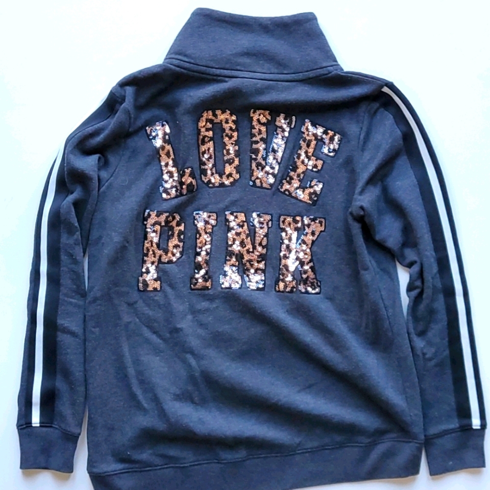 PINK Half Zip Sequin Fleece